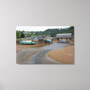 Niedrigwasser an der Bay of Fundy in St. Martins,  Leinwanddruck