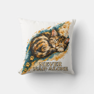 Niemals Alleine Schlafen Tabby-Katze Goldene Pfote Kissen