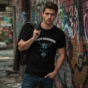 Niemals Aufgeben Cyberpunk Totenkopf T-Shirt