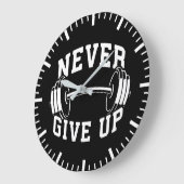 Niemals aufgeben - Dumbell - Gymnastik trainieren Große Wanduhr (Winkel)