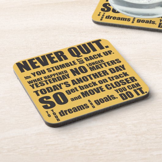 NIEMALS AUFGEBEN GETRÄNKEUNTERSETZER (Linke Seite)