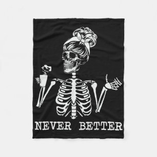Niemals besser Skeleton trinken Kaffeehaus Pa Fleecedecke