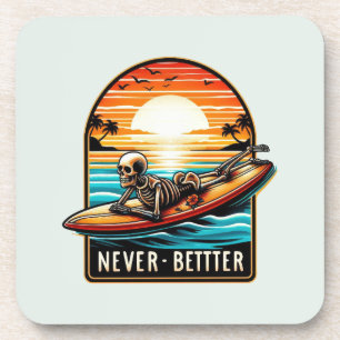 Niemals besser - Skelettsurfing Sunset Wave Getränkeuntersetzer