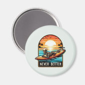 Niemals besser - Skelettsurfing Sunset Wave Magnet (Vorderseite/Rückseite)