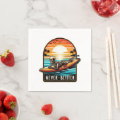 Niemals besser - Skelettsurfing Sunset Wave Serviette (Beispiel)