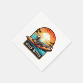 Niemals besser - Skelettsurfing Sunset Wave Serviette (Ecke)