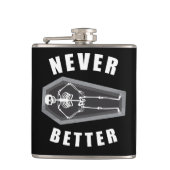 Niemals besser Tote im Skeletton Halloween Flachmann (Vorderseite)