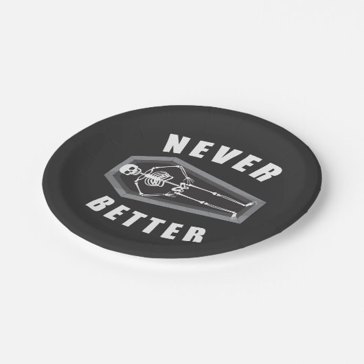 Niemals besser Tote im Skeletton Halloween Pappteller (Schrägansicht)