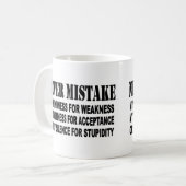 NIEMALS MISTAKE KAFFEETASSE (Vorderseite Links)