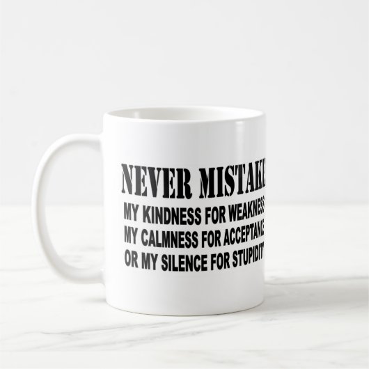 NIEMALS MISTAKE KAFFEETASSE (Links)