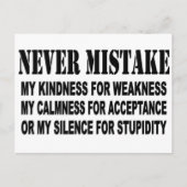 NIEMALS MISTAKE POSTKARTE (Vorderseite)