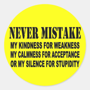 NIEMALS MISTAKE RUNDER AUFKLEBER