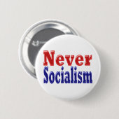 Niemals Sozialismus mit rotem blauen Text Button (Vorne & Hinten)