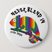 Niemals Untergehen Regenbogen Chamäleon Pride Button (Vorderseite)