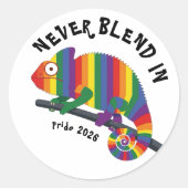 Niemals Untergehen Regenbogen Chamäleon Pride Runder Aufkleber (Vorderseite)