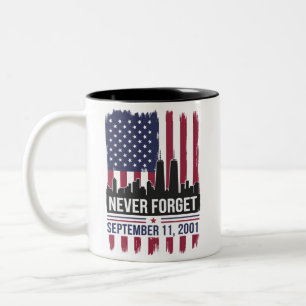 Niemals vergessen September 11 2001 Gedenktag USA Zweifarbige Tasse