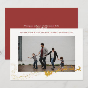 Niemals zu alt Weiße Faux-Gold-Glitter-Foto Feiertagskarte