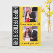 Niemals zu alte Glitzer-Fotokarte des Vaters Karte (Gelbe Blume)