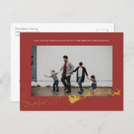 Niemals zu alte rote Imitate Gold Glitzer Foto Feiertagspostkarte