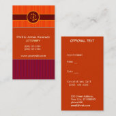 Niemals zu MUch Stripes Anstellung eines Anwalt Terminkarte (Vorne/Hinten)