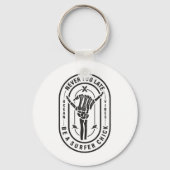 Niemals zu spät Skeleton Surfer Chick Ocean Vibes Schlüsselanhänger (Vorderseite)