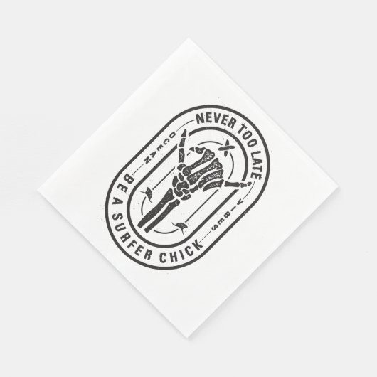 Niemals zu spät Skeleton Surfer Chick Ocean Vibes Serviette (Ecke)