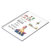 Niemals zu viele Bücher, die das Mädchen lesen Notizblock (Linke Seite)