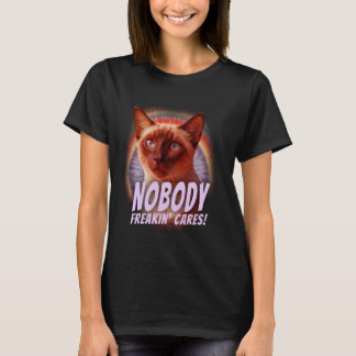 Niemand Freakin Cares Cat Funny Retro Animal Lover T-Shirt
