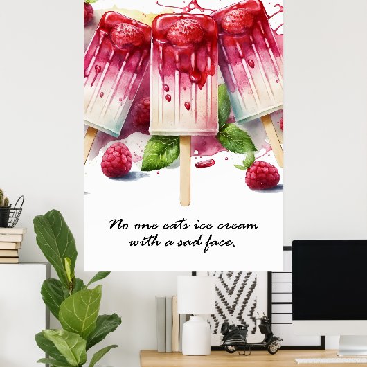 Niemand isst Eis mit einem traurigen Gesichtsschil Poster (Heimbüro)