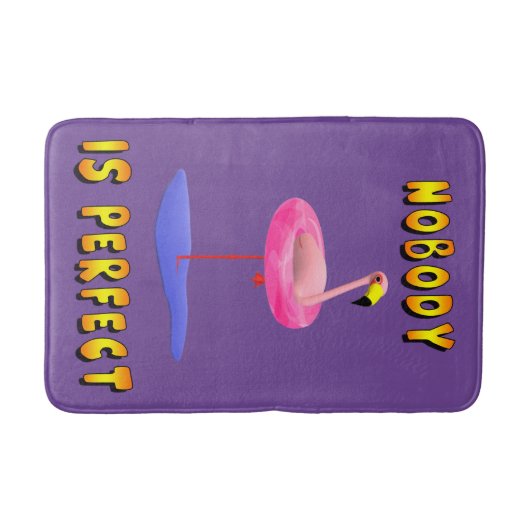 Niemand ist perfekt - Flamingo mit Schwimmring Badematte (Vorderseite)