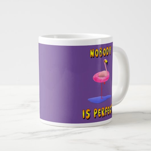 Niemand ist perfekt - Flamingo mit Schwimmring Jumbo-Tasse (Vorderseite Rechts)