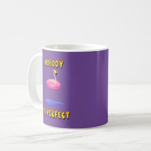 Niemand ist perfekt - Flamingo mit Schwimmring Kaffeetasse (Vorderseite Links)