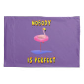 Niemand ist perfekt - Flamingo mit Schwimmring Kissenbezug (Rückseite)