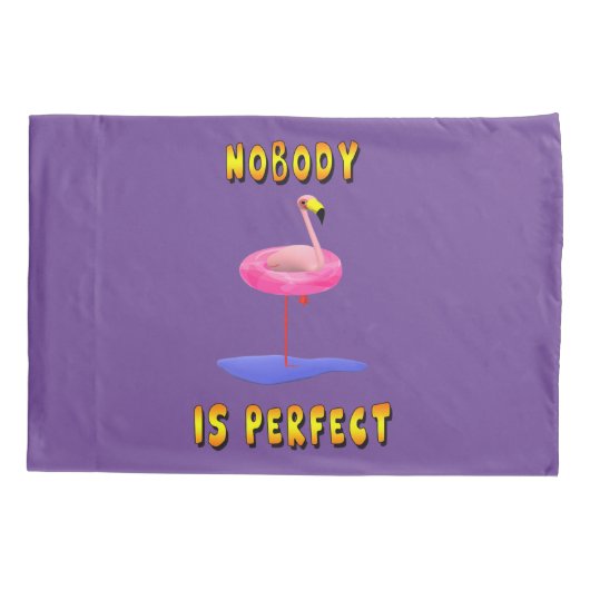 Niemand ist perfekt - Flamingo mit Schwimmring Kissenbezug (Rückseite)