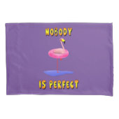 Niemand ist perfekt - Flamingo mit Schwimmring Kissenbezug (Vorderseite)