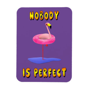 Niemand ist perfekt - Flamingo mit Schwimmring Magnet