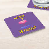 Niemand ist perfekt - Flamingo mit Schwimmring Untersetzer (angewinkelt)