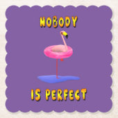 Niemand ist perfekt - Flamingo mit Schwimmring Untersetzer (Vorderseite)