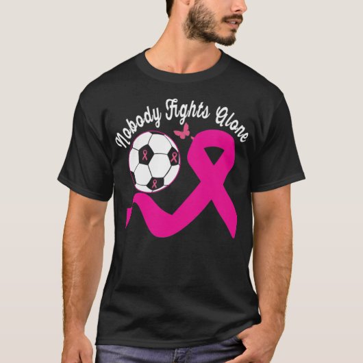 Niemand kämpft allein mit rosa Fußball Brest er T-Shirt (Vorderseite)