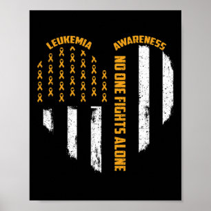 Niemand kämpft mit der US-Flagge Herz allein Leuke Poster