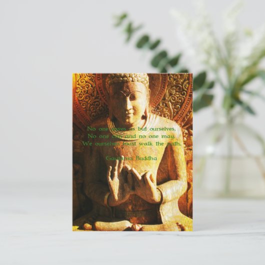 Niemand rette uns außer uns Buddha Zitat Postkarte (Stehend Vorderseite)