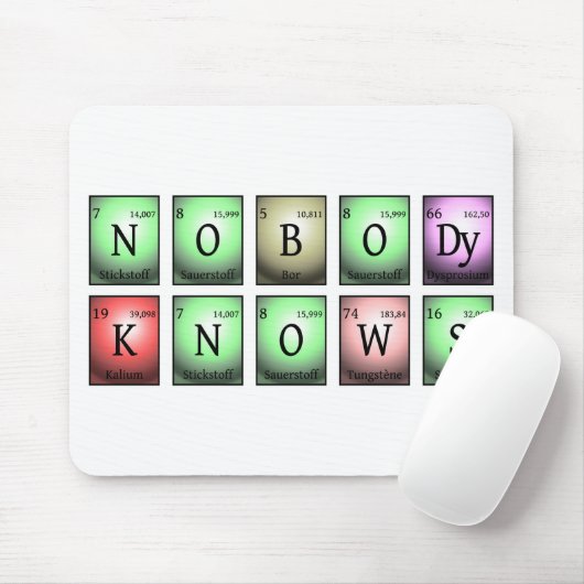 Niemand weiß in chemischen Elementen Mousepad (Mit Mouse)