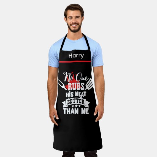 Niemand würzt sein Fleisch besser Lustiges BBQ-Gri Schürze (Getragen)