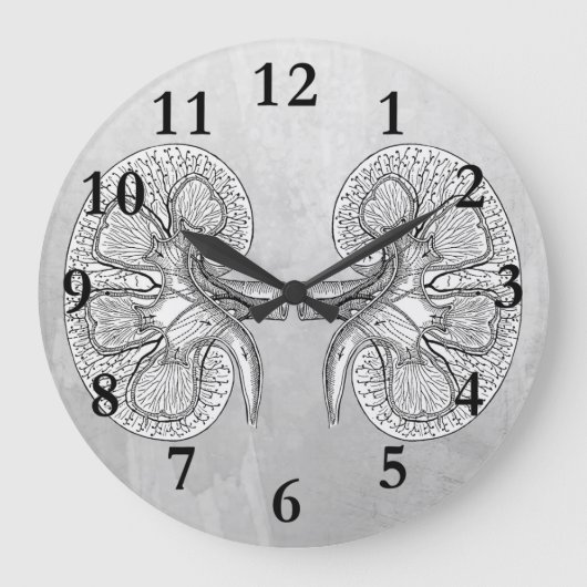 NIERE 2 ZEICHNEND GROßE WANDUHR (Vorderseite)