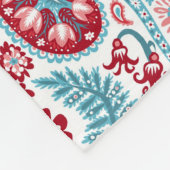 Nieren-Damast rot und aquamarin Fleecedecke (Ecke)