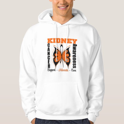 Nieren-Krebs-Bewusstseins-Orangen-Schmetterling Hoodie (Vorderseite)
