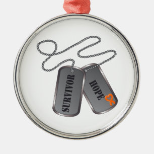 Nieren-Krebs-Überlebend-Erkennungsmarken Silbernes Ornament