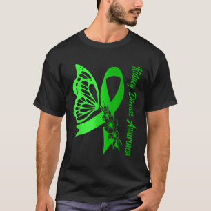 Nierenerkrankung Bewusstsein Grüner Ribbon Butterf T-Shirt