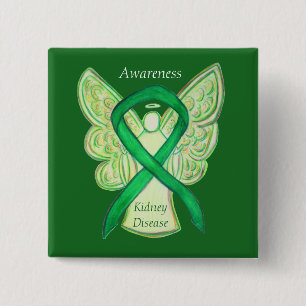 Nierenerkrankung Sensibilisierung Angel Ribbon Art Button