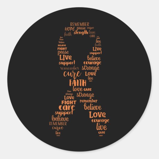 Nierenkrebs Bewusstsein Orange Ribbon Runder Aufkleber (Vorderseite)